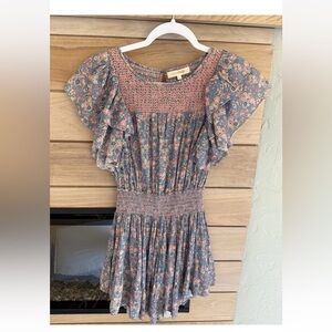 Loveshackfancy Floral Smocked Ruffle Dress Size S